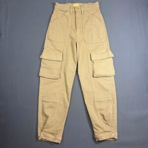 Mother Denim The Catch All Cargo Pants Tan Khaki High Rise Tapered Size 27